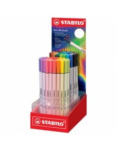 Stabilo Pen 68 Brush Arty Expositor de 80 Rotuladores - Punta de Pincel - Tinta a Base de Agua - Colores Surtidos