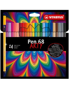 Stabilo Pen 68 Arty Pack de 24 Rotuladores - Punta de Fibra - Trazo de 1mm aprox. - Tinta a Base de Agua - Capuchon Ventilado