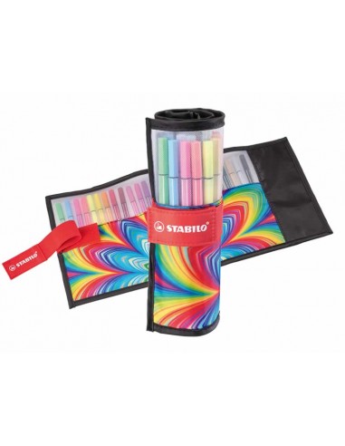 Stabilo Pen 68 Arty Rollerset de 25 Rotuladores - Estuche de Nylon Enrollable - Punta de Fibra - Trazo de 1mm aprox. - Tinta