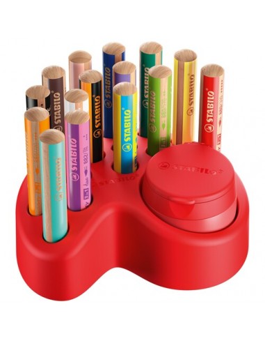 Stabilo Set de Mesa Woddy 3 en 1 15 Lapices de Colores-Sacapuntas con Deposito - 10x Woody 3 en 1-2x Woody 3 en 1 Pastel