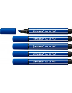 Stabilo Pen 68 MAX Rotulador - Punta de Fibra Biselada - Trazo entre 1-5mm aprox. - Tinta a Base de Agua - Color Azul Marino