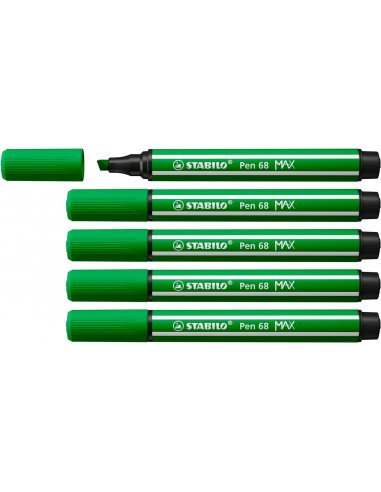 Stabilo Pen 68 MAX Rotulador - Punta de Fibra Biselada - Trazo entre 1-5mm aprox. - Tinta a Base de Agua - Color Verde