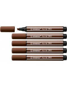 Stabilo Pen 68 MAX Rotulador - Punta de Fibra Biselada - Trazo entre 1-5mm aprox. - Tinta a Base de Agua - Color Marron