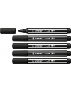 Stabilo Pen 68 MAX Rotulador - Punta de Fibra Biselada - Trazo entre 1-5mm aprox. - Tinta a Base de Agua - Color Negro