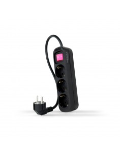 Nanocable Regleta 3 Tomas Interruptor 1.4m - Color Negro