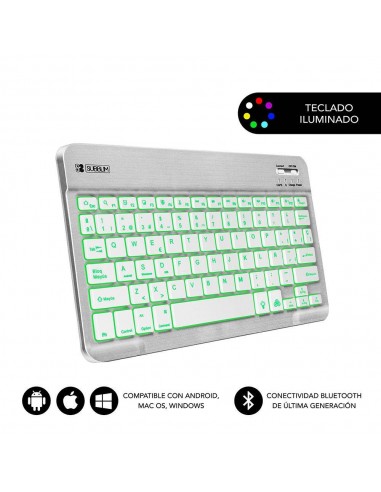 Subblim Teclado Smart Backlit Bt - Conectividad Bluetooth 30 - Iluminacion Ajustable en 7 Colores - Diseño Delgado de 6mm -
