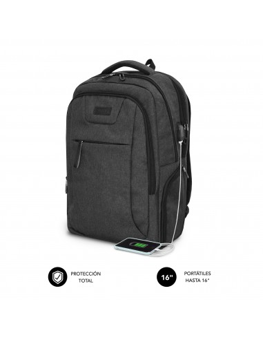 Subblim Mochila Air Padding para Portatil de 16" - Departamentos y Bolsillos Organizadores - Resistente al Agua - Puerto USB