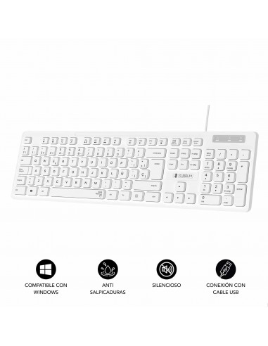 Subblim Teclado Business Slim Silencioso con Cable USB - Diseño Ergonomico y Teclas Planas de Bajo Perfil - Resistente a