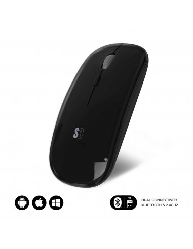 Subblim Raton Dual Flat - Conectividad Dual - Tecnologia Silent Click - Bateria de Larga Duracion - Diseño Elegante - Color