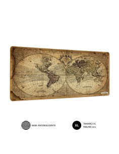 Subblim Alfombrilla de Escritorio Mapa Del Mundo Vintage - Tamaño 900x400x3mm - Espacio para Raton y Teclado - Resistente al