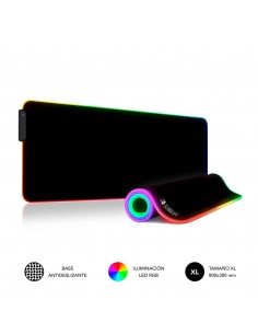 Subblim Alfombrilla LED Rgb Extra Grande 800x300x4mm - Espacio Holgado para Raton y Teclado - 9 Colores y 3 Efectos de