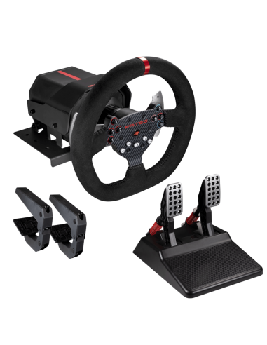 FR-TEC Volante con Force Feedback Force Racing Wheel - Tecnologia Forcesense - Aro de 26.5cm de Diametro - Pedales Regulables