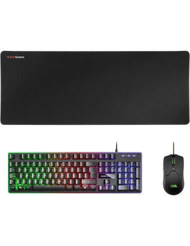 Mars Gaming Pack Premium 3 en 1 Teclado hibrido H-MECH-Raton Ultra Ligero 10K y Alfombrilla XXL - Compatibilidad Universal -