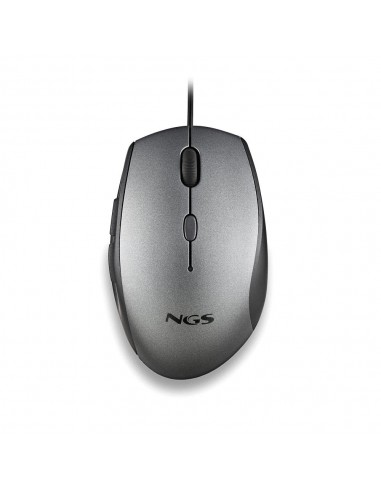 NGS Moth Gray Raton USB 1600dpi-Adaptador USB-A a USB-C - 5 Botones - Uso Diestro - Cable de 1.80m - Color Gris Negro