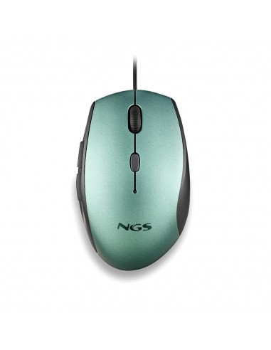 NGS Moth Ice Raton USB 1600dpi-Adaptador USB-A a USB-C - 5 Botones - Uso Diestro - Cable de 1.80m - Color Verde