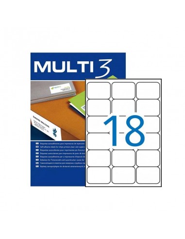 Multi3 Pack de 1800 Etiquetas Blancas Tamaño 63 5x46 6mm - Cantos Romos - Aptas para Imprimir