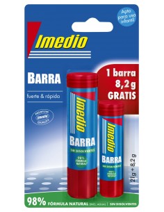 Imedio Pack de 2 Barras de Pegamento 1x 21grs-1x 8.2grs - Sin Disolventes - Lavable - Apto para Uso Escolar