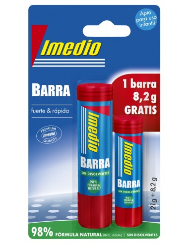Imedio Pack de 2 Barras de Pegamento 1x 21grs-1x 8.2grs - Sin Disolventes - Lavable - Apto para Uso Escolar