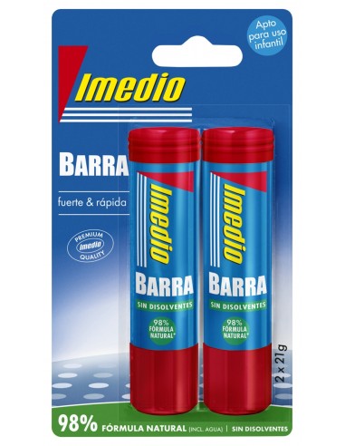Imedio Pack de 2 Barras de Pegamento de 21grs - Sin Disolventes - Lavable - Apto para Uso Escolar