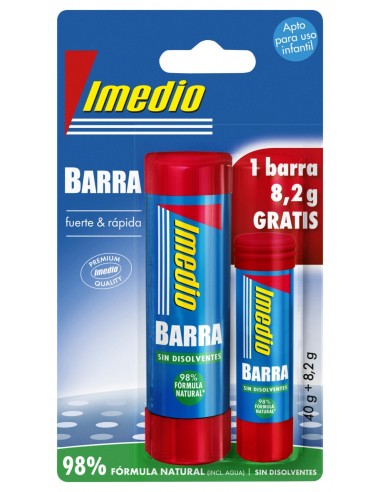 Imedio Pack de 2 Barras de Pegamento de 1x 40grs-1x 8.2grs - Sin Disolventes - Lavable - Apto para Uso Escolar