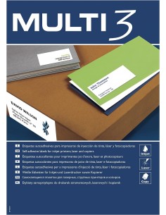 Multi3 Pack de 2700 Etiquetas Blancas Tamaño 70x30mm - 100 Hojas x 27 Etiquetas - Aptas para Imprimir