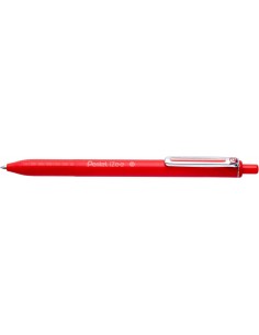 Pentel iZee Boligrafo de Bola Retractil - Punta 0.7mm - Trazo 0.35mm - Clip de Metal - Color Rojo