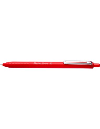 Pentel iZee Boligrafo de Bola Retractil - Punta 0.7mm - Trazo 0.35mm - Clip de Metal - Color Rojo