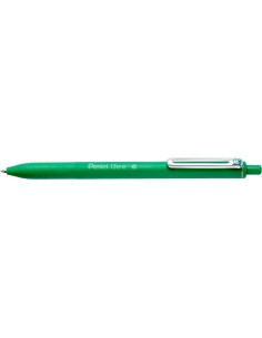 Pentel iZee Boligrafo de Bola Retractil - Punta 0.7mm - Trazo 0.35mm - Clip de Metal - Color Verde