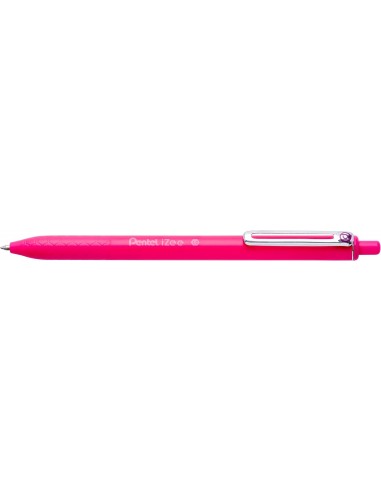Pentel iZee Boligrafo de Bola Retractil - Punta 0.7mm - Trazo 0.35mm - Clip de Metal - Color Rosa