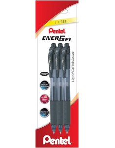 Pentel EnerGel X Pack de 3 Boligrafos de Bola Retractiles Tinta Gel - Punta 0.7mm - Trazo 0.35mm - Recargable - Grip de