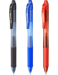 Pentel EnerGel X Pack de 3 Boligrafos de Bola Retractiles Tinta Gel - Punta 0.7mm - Trazo 0.35mm - Recargable - Grip de