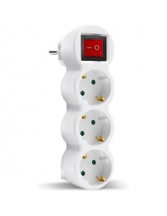 Elbat Base Multiple 3 Tomas con Interruptor - Color Blanco