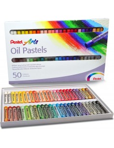 Pentel Oil Pastels Pack de 50 Pasteles Oleo - Blandos-Cremosos y de Secado Lento - Colores Surtidos