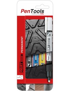 Pentel PenTools Pack de 4 Rotuladores Permanentes Paint Marker - Punta Conica 4.6mm - Trazo 3mm - Impermeable-Resistente a