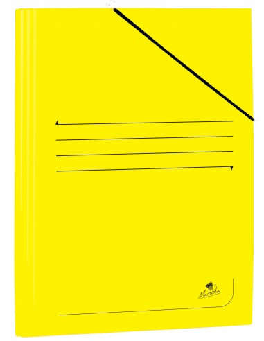 Mariola Carpeta de Carton Plastificado Folio 500gr m2 - Medidas 34x25cm - Cierre con Goma Elastica - Color Amarillo