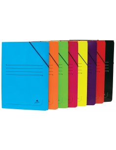 Mariola Carpeta de Carton Plastificado Folio 500gr m2 - Medidas 34x25cm - Cierre con Goma Elastica - Colores Surtidos