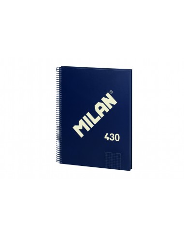 Milan Cuaderno Espiral Formato A4 Pautado 7mm - 80 Hojas de 95 gr m2 - Microperforado-4 Taladros - Color Azul Oscuro