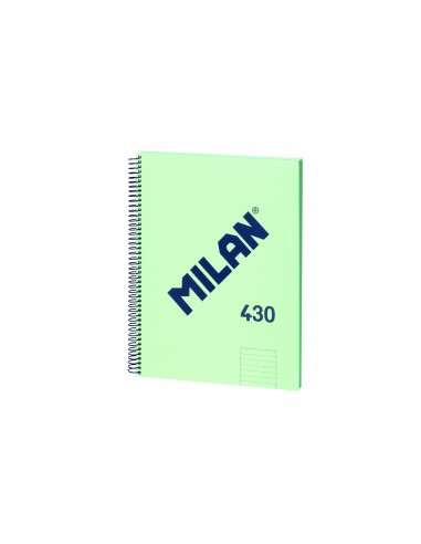 Milan Cuaderno Espiral Formato A4 Pautado 7mm - 80 Hojas de 95 gr m2 - Microperforado-4 Taladros - Color Verde