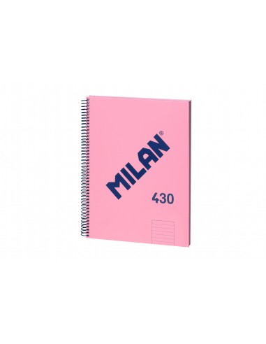 Milan Cuaderno Espiral Formato A4 Pautado 7mm - 80 Hojas de 95 gr m2 - Microperforado-4 Taladros - Color Rosa