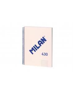 Milan Cuaderno Espiral Formato A4 Cuadricula 5x5mm - 80 Hojas de 95 gr m2 - Microperforado-4 Taladros - Color Beige