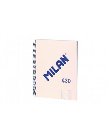 Milan Cuaderno Espiral Formato A4 Cuadricula 5x5mm - 80 Hojas de 95 gr m2 - Microperforado-4 Taladros - Color Beige