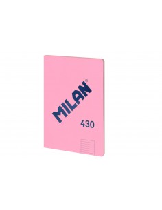 Milan Libreta Encolada Formato A4 Pautado 7mm - 48 Hojas de 95 gr m2 - Microperforado - Tapa Blanda - Color Rosa
