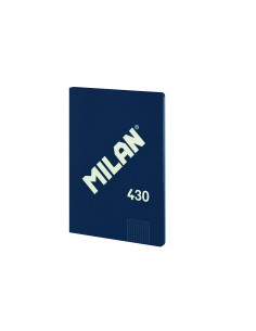 Milan Libreta Encolada Formato A4 Cuadricula 5x5mm - 48 Hojas de 95 gr m2 - Microperforado - Tapa Blanda - Color Azul Oscuro