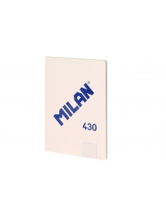 Milan Libreta Encolada Formato A4 Cuadricula 5x5mm - 48 Hojas de 95 gr m2 - Microperforado - Tapa Blanda - Color Beige