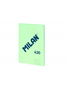 Milan Libreta Encolada Formato A4 Cuadricula 5x5mm - 48 Hojas de 95 gr m2 - Microperforado - Tapa Blanda - Color Verde