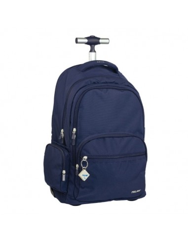Milan Serie 1918 Mochila Escolar 25L con Carro Integrado y Mango Metalico Retractil - 3 Bolsillos Delanteros-2 Bolsillos