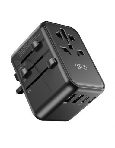 XO Adaptador de Viaje Universal - Conexiones para mas de 150 Paises - Salida de hasta 2500W - Puerto USB-C de 65W - Salida de
