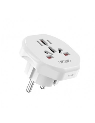 XO Enchufe de Pared Universal - Proteccion Infantil - 250V - 10Amp - 2500W - 58.2x55.6x49.4mm - Color Blanco
