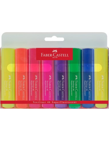 Faber-Castell Textliner 46 Superfluorescente Pack de 8 Marcadores Fluorescentes - Punta Biselada - Trazo entre 1mm y 5mm -
