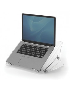 Fellowes Clarity Soporte para Portatil - Ajustable en 6 Alturas - Plataforma con Ranuras - Hasta 6kg - Color Transparente